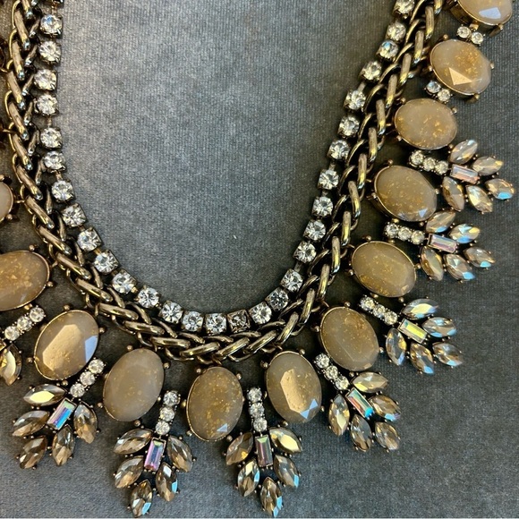 Aldo tan brown aurora borealis teardrop chain statement necklace wedding prom - Picture 5 of 11